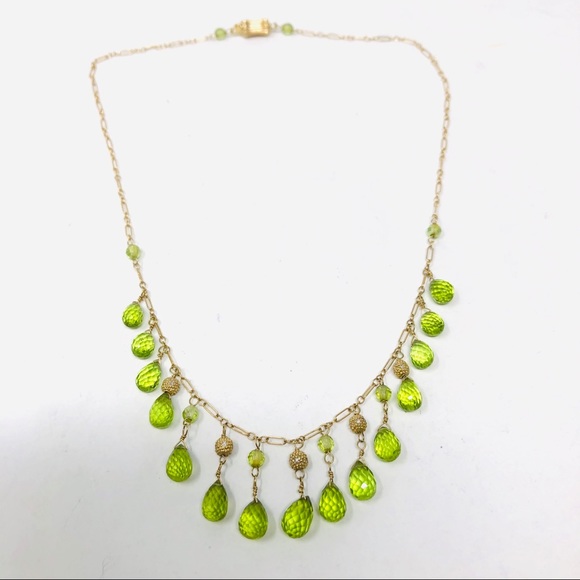 Solid 14K green peridot necklace, 10.2g NWOT - Picture 9 of 11